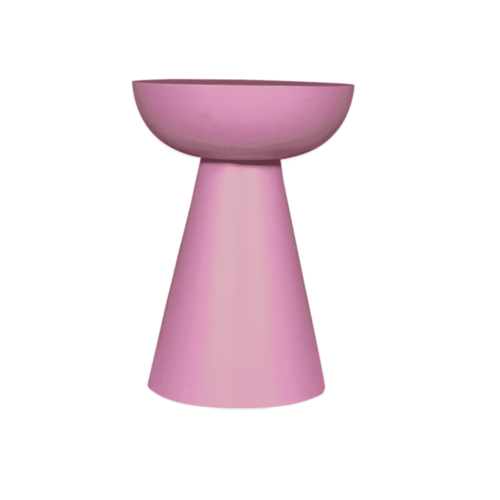 Kleurige unieke bijzettafel in pastel roze, modern design, geschikt voor woonkamer of slaapkamer, made by Mokana Meubelen.