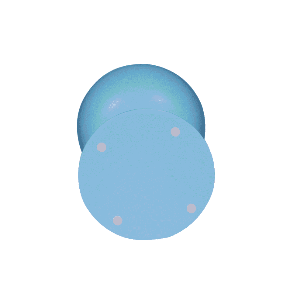 Blauwe ronde meubelpuf, moderne decoratie voor woonkamer of kinderkamer, gemaakt van hoogwaardig kunststof, lichtgewicht en duurzaam.