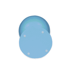 Blauwe ronde meubelpuf, moderne decoratie voor woonkamer of kinderkamer, gemaakt van hoogwaardig kunststof, lichtgewicht en duurzaam.