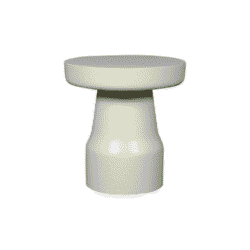 Strak witte houten Salontafel, modern ontwerp met ronde bovenkant en stevige basis, stijlvolle meubelstuk voor woonkamer, Mokana Meubelen.