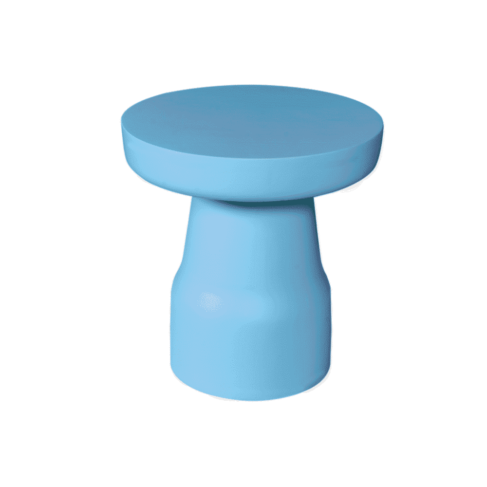 Houten bijzettafel in lichtblauw, modern en minimalistisch design, perfect voor woonkamer of slaapkamer decoratie.