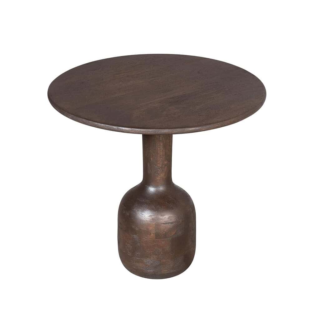 Elegante houten bijzettafel met unieke basis in vintage uitstraling, perfect voor modern interieur.