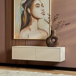 Minimalistische wandkast meubel met vintage uitstraling voor woonkamer of slaapkamer, perfect voor opbergruimte en decoratie, gecombineerd met modern kunst en warm interieurdesign.