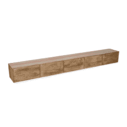 Lange houten tv-meubel in naturel afwerking met meerdere opbergladen, perfect voor een stijlvolle en praktische woonkameroplossing.