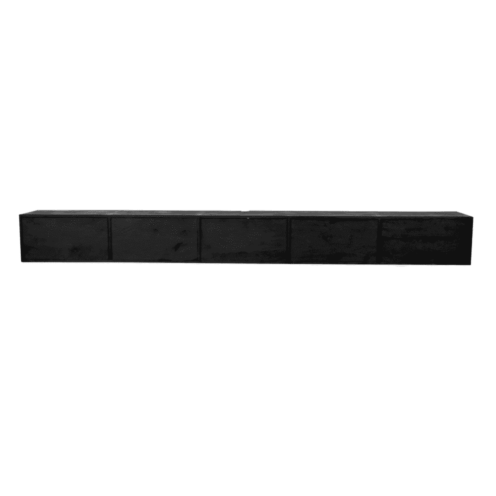 Massief eiken zwarte TV-meubel, modern design, op maat gemaakt, ruime opbergruimte voor woonkamer, stijlvolle houten afwerking.