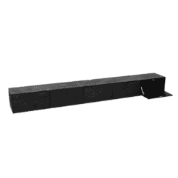 Sfeervolle zwart houten tv meubel met opbergruimte en uitschuifbare plank, modern design voor woonkamer en entertainment, Mokana Meubelen.
