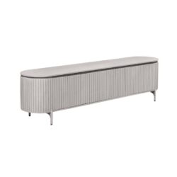 Strakke witte moderne dressoir met ribbel patroon en afgeronde hoeken, perfect voor een eigentijdse inrichting in huis of kantoor. Ideal voor opbergen en decoratie.