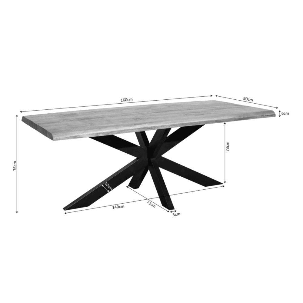 Robuuste eettafel met een stoer houten blad en zwart metalen onderstel, perfect voor modern interieur. Ideaal voor sfeervolle diners en gezellige bijeenkomsten. maatwerk mogelijk.