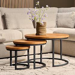 Robuuste bijzettafels van hout en metaal in verschillende formaten, perfect voor modern en sfeervol interieur - Mokana meubelen.