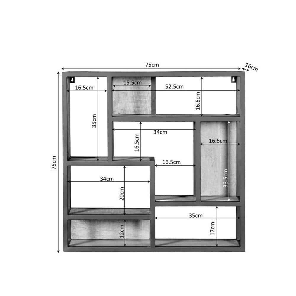 Veelzijdige houten wandkast met meerdere opbergvakken, perfect voor woonkamers en slaapkamers. Handgemaakt, robuust en stijlvol design inclusief afmetingen voor optimale indeling.
