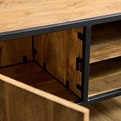 Handmade massief houten meubel met zwart metalen frame, modern en industrieel ontwerp, geschikt voor woonkamer of kantoor, duurzame en stijlvolle woonaccessoire van Mokana Meubelen.