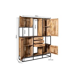 Dressoir meubel van massief hout met zwart metalen frame, ruime opbergruimte en trendy design, perfect voor moderne interieurs.