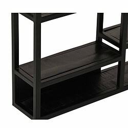 Robuuste zwarte houten meubelset voor woon- of winkelgebruik, met meerdere opberglagen en open ontwerp, perfect voor een moderne interieurstijl.