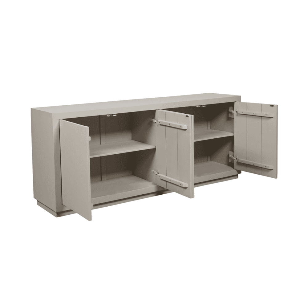 Moderne witte houten kast met dubbele deuren en verstelbare planken voor opbergruimte, meubelstuk voor woon- of slaapkamer, Mokana Meubelen.