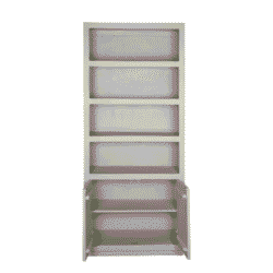 Verhoogde witte kast met digitale vakken, ideaal voor moderne woon- of kantoorinterieurs. Gemaakt van hoogwaardig hout, multifunctioneel en duurzaam, perfect voor opbergruimte en stijlvolle inrichting.