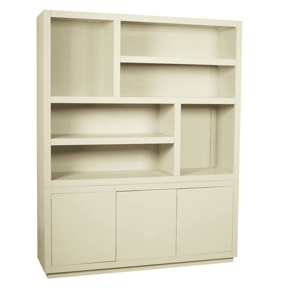 Kastenkast boekenkast wit hoogglans modern minimalistisch houten opbergen interieur design.