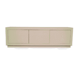 Lage dressoir in lichte kleur met strakke moderne uitstraling, perfect voor een eigentijdse woonkamer of kantoor. Essentieel meubelstuk voor opbergruimte en stijlvolle inrichting.