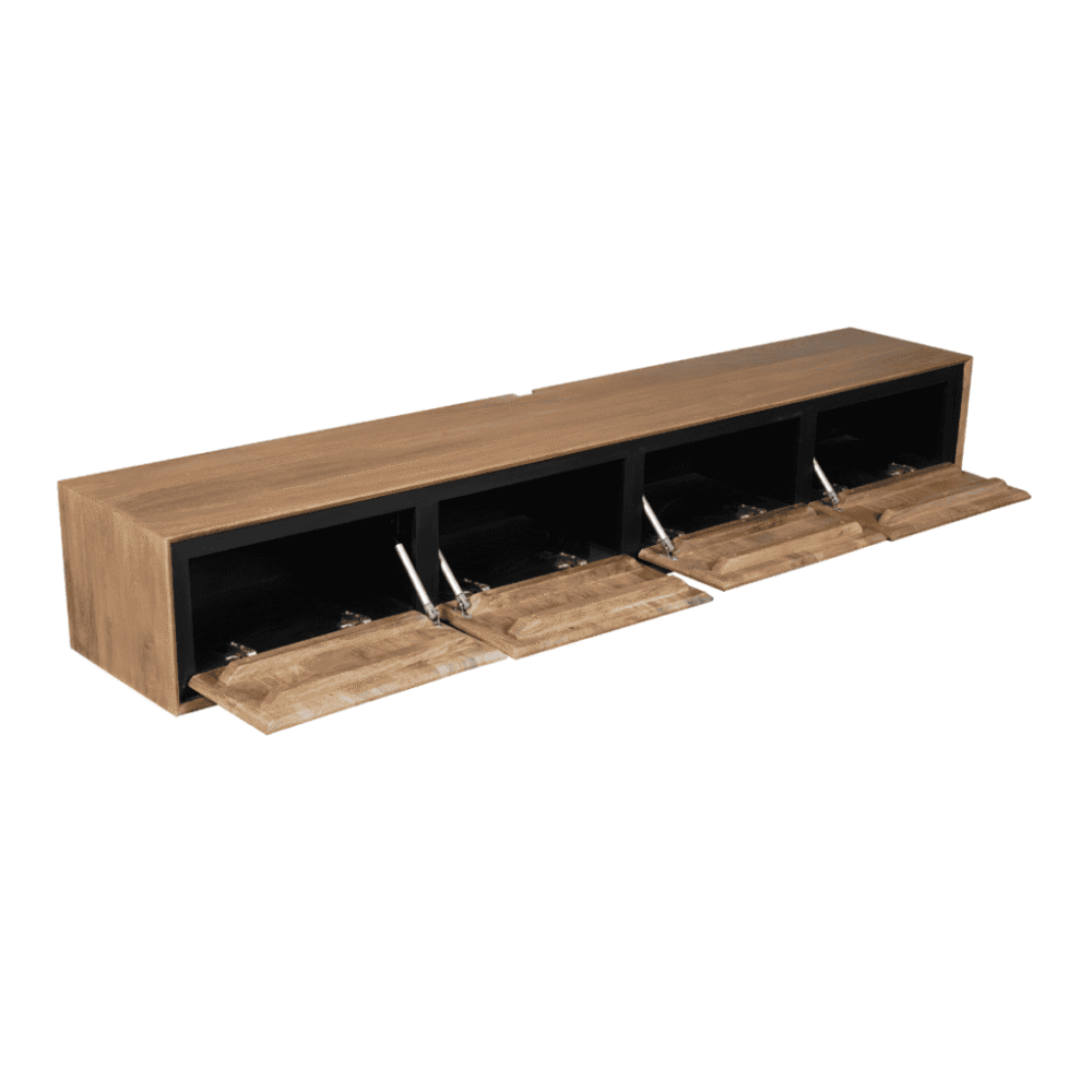 Houten muurbeugel met 4 opbergvakken en uitschuifbare bladconnectoren voor wandmontage, stevig en praktisch design voor moderne interieurdecoratie.