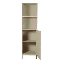 Vintage wit houten keukenkast met opbergruimte en legplanken, Scandinavisch design, multifunctioneel en geschikt voor moderne interieurs. Perfect voor opslag en organisatie in huis of kantoor.