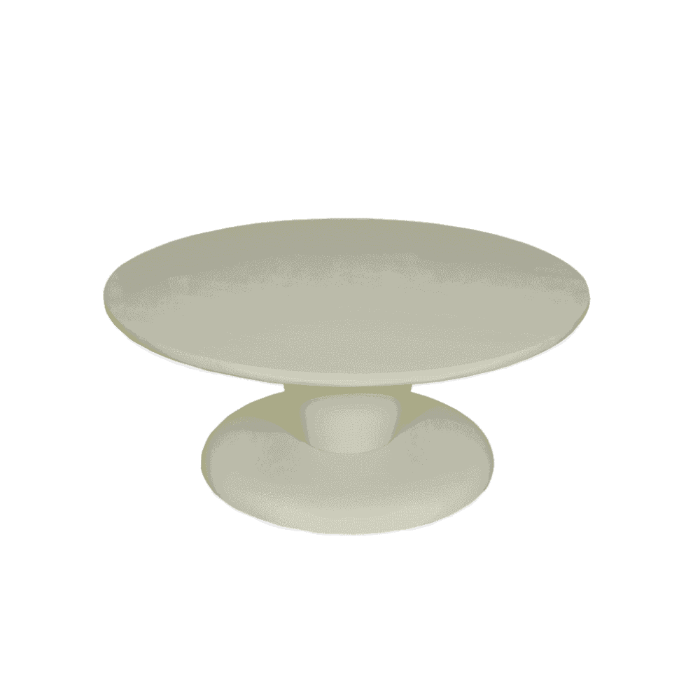 Minimalistische witte salontafel, modern design, zwart metalen onderstel, ronde vorm, stijlvolle woonaccessoire, industrieel interieur.