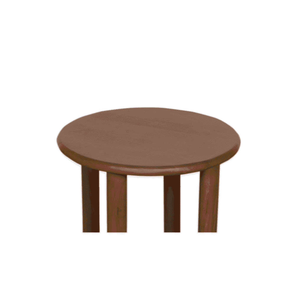 Grote houten bijzettafel met ronde top en stevige poten, perfect voor modern en vintage interieur. Gemaakt van duurzame materialen, stijlvol en functioneel voor woonkamer of slaapkamer.