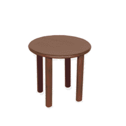 Warm houten bijzettafel met ronde tafelblad en stevige poten, perfect voor in elk interieur voor extra opbergruimte en sfeer.