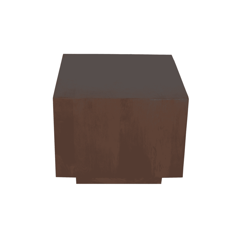 Strak houten bijzettafel in donker en warm gebeitst hout, modern design, perfect voor woonkamer of kantoor, kwaliteitsmeubelen van Mokana Meubelen voor duurzame luxe.