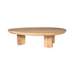 Massief eiken lage salontafel, handgemaakt meubel met natuurlijke houtafwerking, perfect voor moderne en landelijke interieurs.
