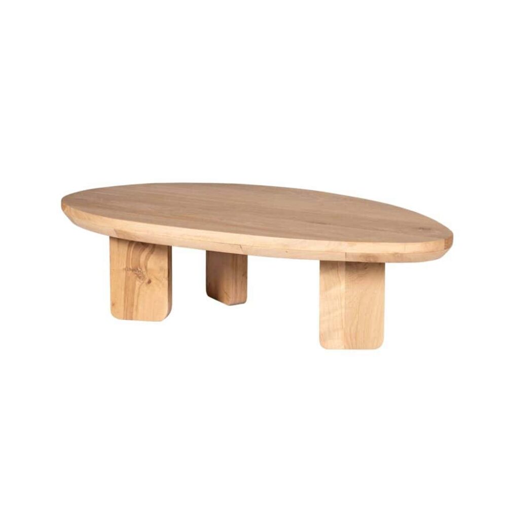 Vintage houten salontafel, uniek ontwerp, natuurlijke houtafwerking, handgemaakt, voor een warme en landelijke woonstijl.