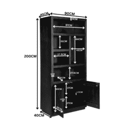 Modern zwart houten boekenkast met verstelbare planken en opbergruimte, perfect voor woonkamer of kantoor. Hoogwaardig design en stevig frame voor duurzaam gebruik.