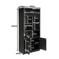 Potdeuren kast met op maat gemaakte binnenruimte, perfect voor opbergoplossingen, gemaakt van kwalitatief hout in zwart finish.