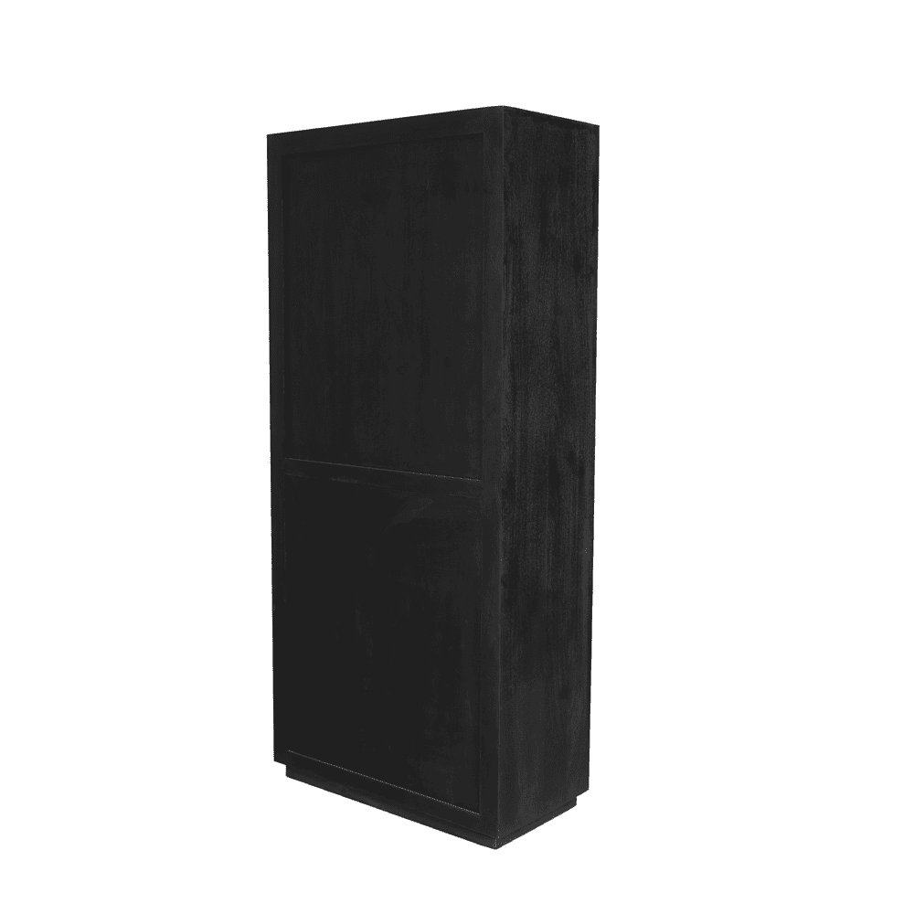 Lage Black Edition storagekast in mat zwart, strak en modern design, perfect voor een eigentijdse woonruimte of kantoor.