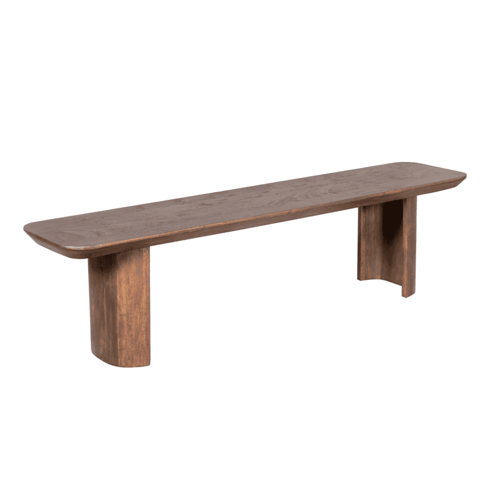 Strakke houten bank met rustiek afwerking, perfect voor entree of woonkamer, gemaakt van massief hout voor duurzame en natuurlijke uitstraling.