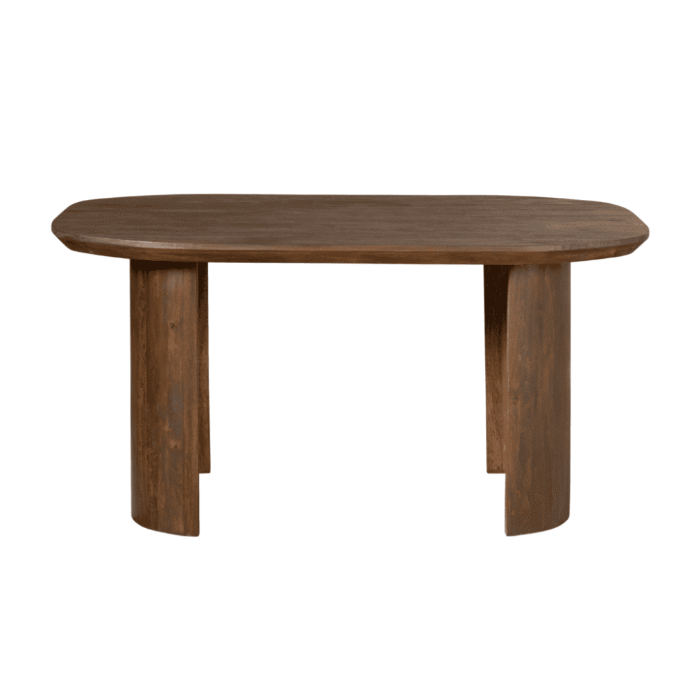 Robuuste houten eettafel, perfect voor modern en landelijk interieur, gemaakt van natuurlijk massief hout.