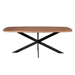 Steigerhouten eettafel met zwart metalen onderstel, moderne design meubelstuk geschikt voor eetkamers en eetruimtes. Perfect voor een stijlvolle en functionele inrichting.