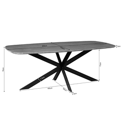 Strak houten eettafel met zwart metalen onderstel, moderne design, maat 200x100 cm, perfecte industriële keuken-, eetkamer- of bureau tafel.