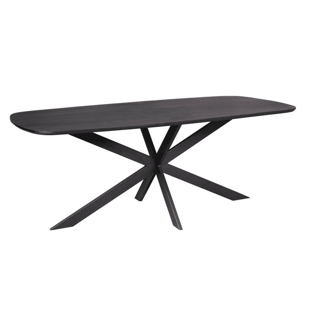 Elegante zwarte houten eettafel met modern design, perfect voor een stijlvolle eetkamer of vergaderruimte. Hoogwaardige afwerking en stevige constructie voor jarenlang gebruik.