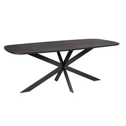 Elegante zwarte houten eettafel met modern design, perfect voor een stijlvolle eetkamer of vergaderruimte. Hoogwaardige afwerking en stevige constructie voor jarenlang gebruik.