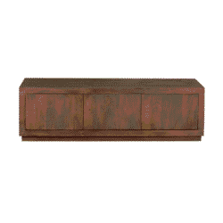 Ruang houten TV-meubel met drie schuifdeuren, Davis collectie, warm afwerking, modern en functioneel, perfect voor op maat gemaakte woonkamer, stijlvolle opberglocatie.