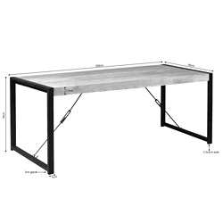 Steigerhouten eettafel met zwart metalen frame, industrieel design, robuust en stijlvol. Perfect voor een modern interieur, duurzame materialen, ruime afmetingen voor gezins- of bedrijfsmatig gebruik.