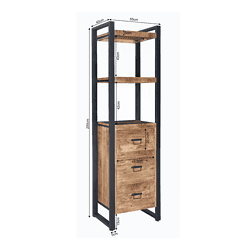 Robuuste industriële boekenrek met houten vakken en metalen frame, perfect voor modern interieur.