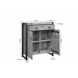 - Modern houten kast met opbergvakken en lades, perfect voor woonkamer of slaapkamer, afgewerkt in natuurlijke houttinten.