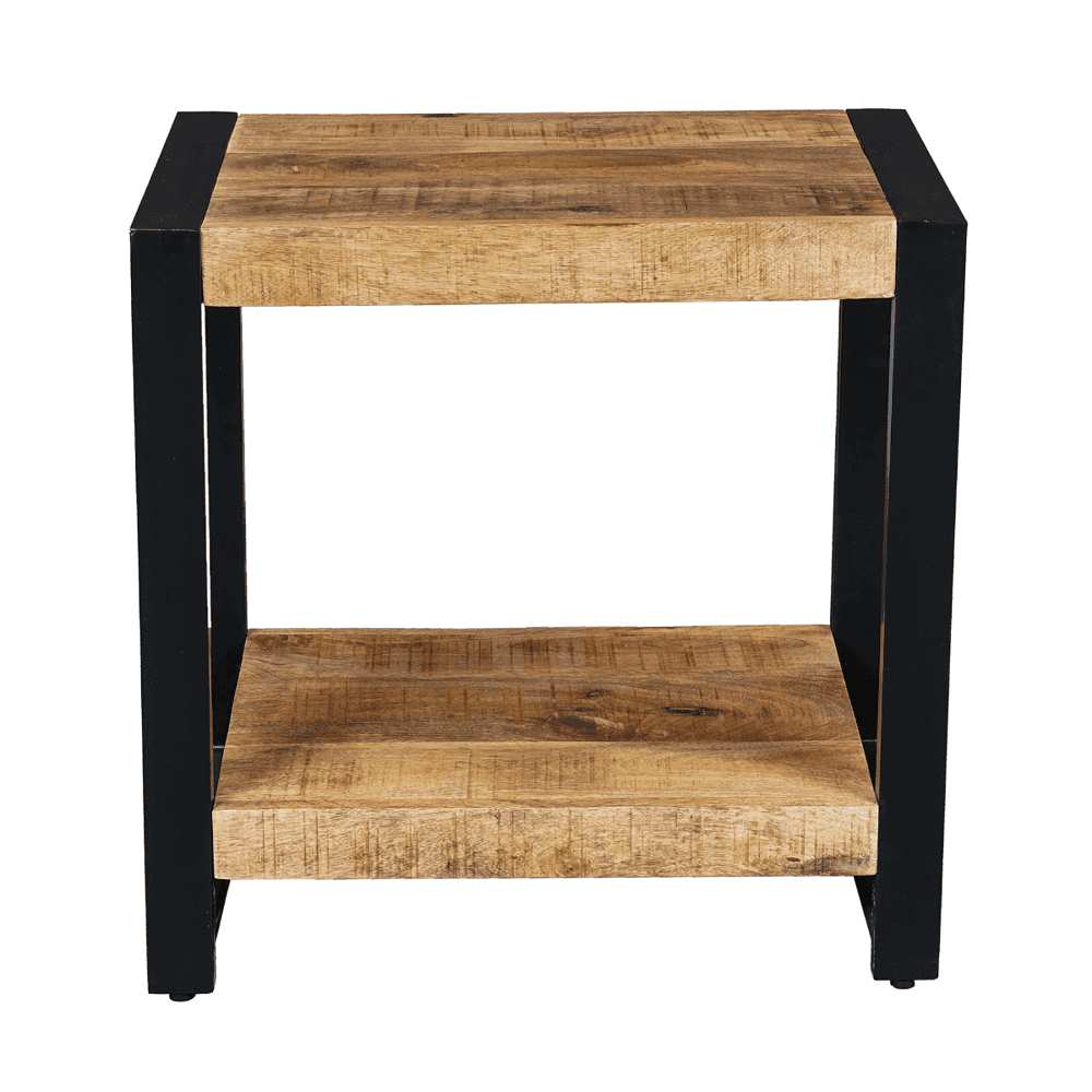 Eettafel van massief hout met zwart metalen frame, modern industrieel design, authentieke uitstraling, ontworpen door Mokana Meubelen voor sfeer in elke woonkamer.