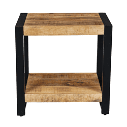 Eettafel van massief hout met zwart metalen frame, modern industrieel design, authentieke uitstraling, ontworpen door Mokana Meubelen voor sfeer in elke woonkamer.