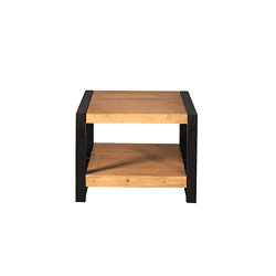 Grote houten bijzettafel met zwart metalen frame, modern industrieel design, voor woonkamer of slaapkamer, multifunctioneel meubelstuk, Mokana Meubelen.