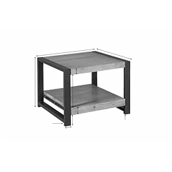 Robuuste houten bijzettafel met metalen frame, modern industrieel design – perfect als woon- of salontafel.