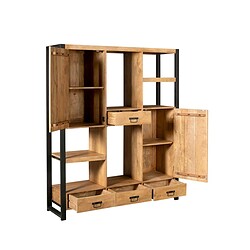 Hoogwaardige houten opbergkast met industrieel zwart frame, multifunctioneel design, ideale opbergruimte voor woonkamer of kantoor, massief hout en modern stijl, Mokana Meubelen.