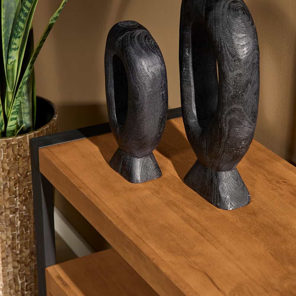 - Modern houtkunst decoratief zwart, uniek design voor interieur.