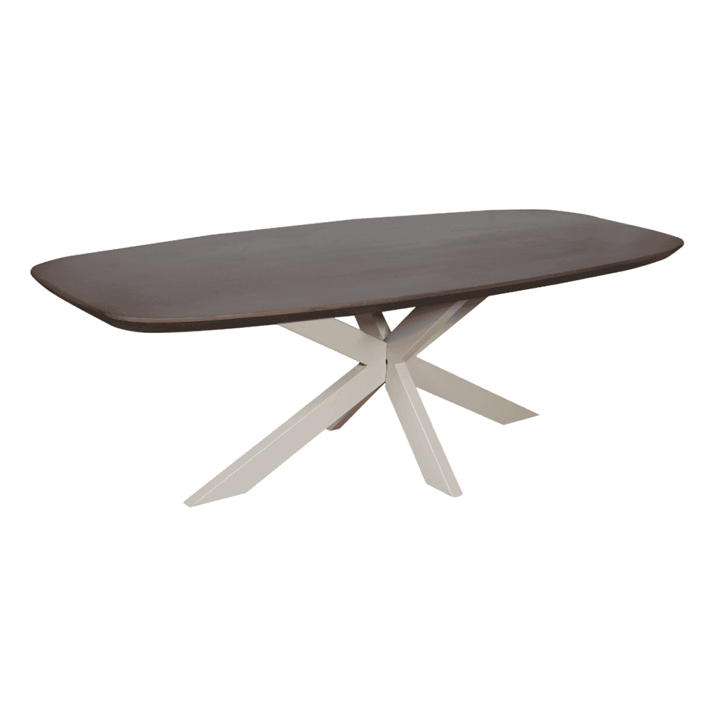 Elegante eettafel van hout met verstelbare basis, modern design, geschikt voor keuken of eetkamer. Duurzaam en stijlvol meubel van Mokana Meubelen voor een strak interieur.