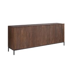 Mooi houten dressoir Mokana meubelen, modern design, houtafwerking, opbergmeubel voor woonkamer, industrieel stijl, hoogwaardig materiaal, stijlvolle meubelstijl, sfeervol woonaccessoire, elegante afwerking, functioneel en design, landelijke en moderne meubel collectie, kwaliteitsmeubels with black metalen poten.